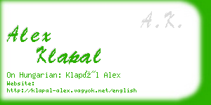 alex klapal business card